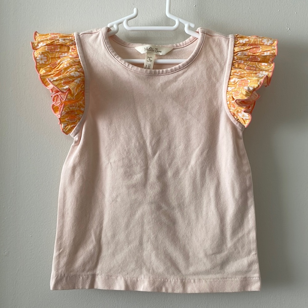 Matilda Jane Riley Girls Solid Pleated Print Sleeve Top